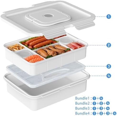 Caperci Large Chilled Snackle Box Container with Ice Pack & Leak-Proof Lid