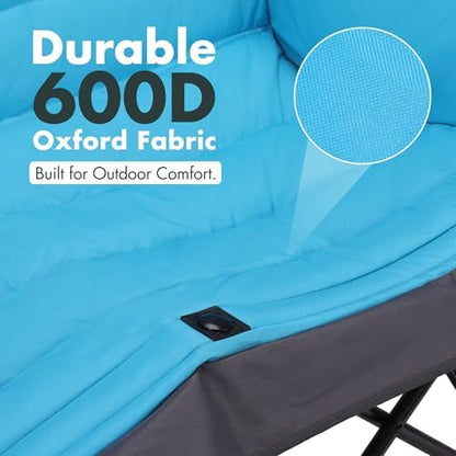VILLEY Oversized Double Camping Chair, Heavy-Duty Folding Loveseat