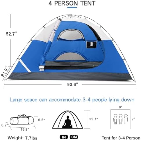 CAMEL CROWN Tents for Camping 2/3/4/5 Person Camping Dome Tent, Waterproof,Spacious, Lightweight Portable Backpacking Tent for Outdoor Camping/Hiking