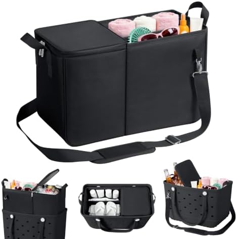 Cooler Organizer Insert Compatible with Bogg Bag XL, Leak-Proof Ice Chest Beach Bag with Removable Divider, Zippered Pouch, Portable Travel Organizer for Beach, Picnic, Camping, Pool