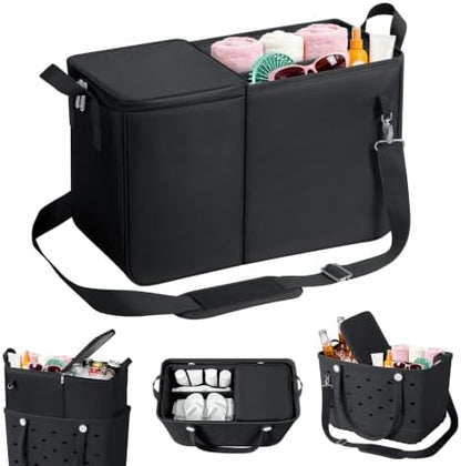 Cooler Organizer Insert Compatible with Bogg Bag XL, Leak-Proof Ice Chest Beach Bag with Removable Divider, Zippered Pouch, Portable Travel Organizer for Beach, Picnic, Camping, Pool