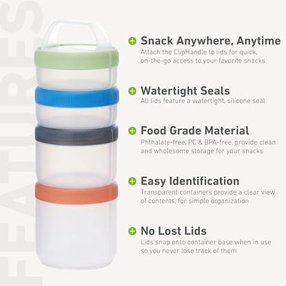 humangear Stax Modular Storage System - Food-Safe 4-Piece Stacking Container with Click-Handle
