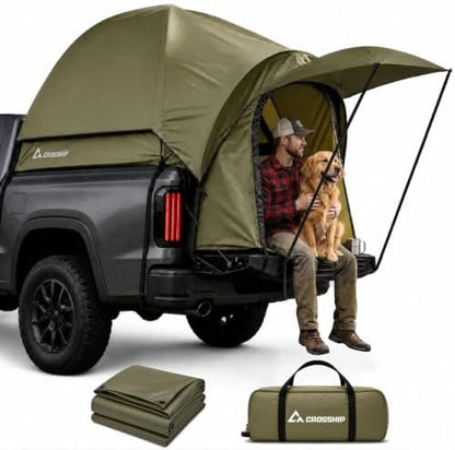 Pickup Truck Tent with Awning Shade & Rainfly for Water Protection