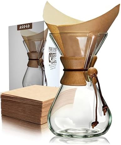 AGOGO Pour Over Coffee Maker Set, 40oz Classic Style, 50 Paper Filters