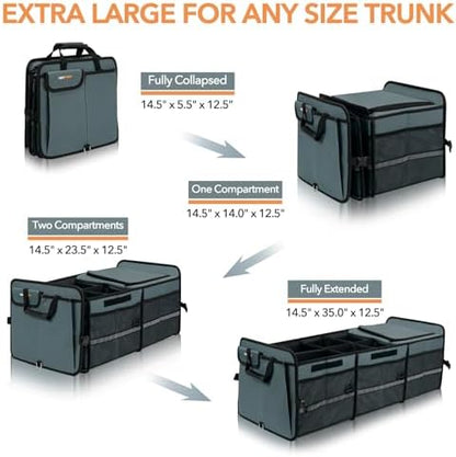 HEYTRIP Large Trunk Organizer with Built-in Leakproof Cooler Bag, Gray