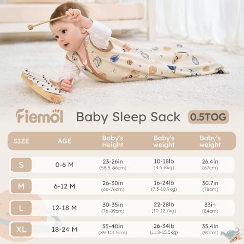 Baby Sleep Sack 0-6 Months 0.5 Tog Soft Sleeping Bag 100% Cotton