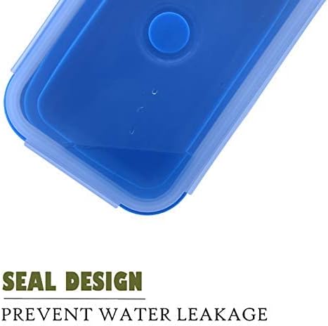 4 Pack Collapsible Silicone Food Containers Storage Lunch Bento Box with Lid BPA Free for Camping, Hiking (Blue, 4PC)