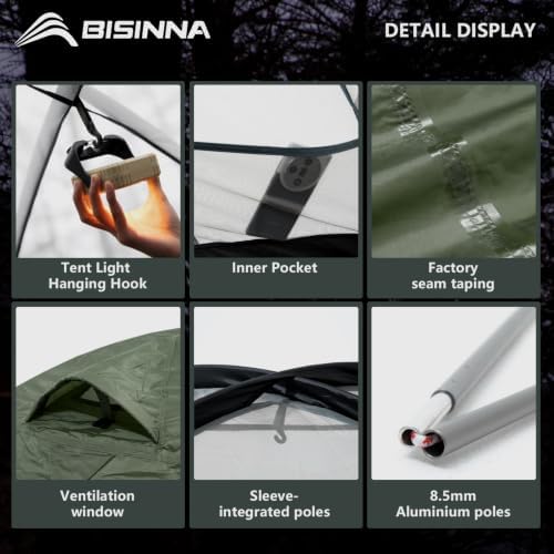 BISINNA Backpacking Tent 1/2/4 Person Lightweight Camping Tent