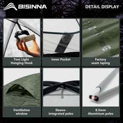 BISINNA Backpacking Tent 1/2/4 Person Lightweight Camping Tent