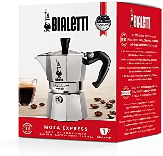Bialetti - Moka Express: Iconic Stovetop Espresso Maker, Makes Real Italian Coffee, Moka Pot 1 Cup (2 Oz - 60 Ml), Aluminium, Silver