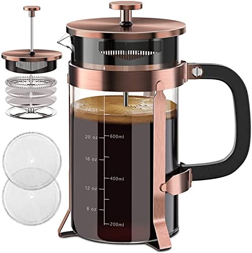 QUQIYSO French Press 34oz, Stainless Steel and Thickened Glass Coffee Maker