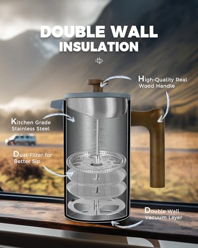 POLIVIAR French Press Coffee Maker, 34 oz
