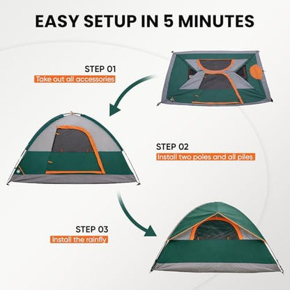 OLIXIS Camping Tent 2 Person, Tent for Camping, Fast Setup, Compact Carry
