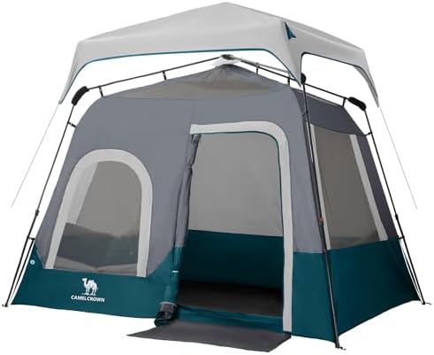 CAMEL CROWN 4/6 Person Instant Cabin Tent, Pop Up Windproof Tents for Camping, 60-Second Setup Family Tent with Carry Bag for Outdoor Hiking