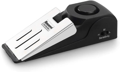 1 Pack Door Stop Alarm, Door Stopper with 120DB Security Alarm, Floor Wedge Door Stop Siren, Door Security Devices for Traveling, Apartment, Hotel and Home, Black