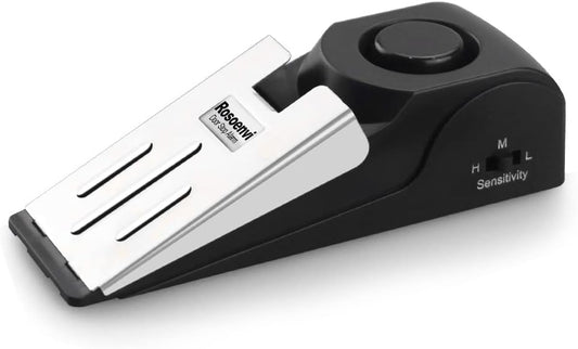 1 Pack Door Stop Alarm, Door Stopper with 120DB Security Alarm, Floor Wedge Door Stop Siren, Door Security Devices for Traveling, Apartment, Hotel and Home, Black