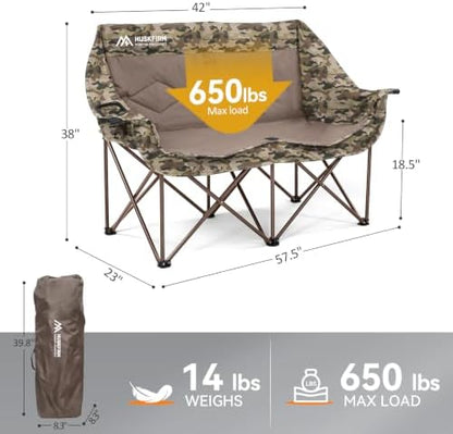 Oversized Double Camping Chairs for Adults, 2 Person Camping Chair, Green
