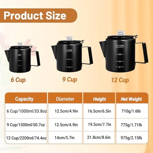 No Coating 12 Cup Percolator Coffee Pot 304 Stainless Steel
