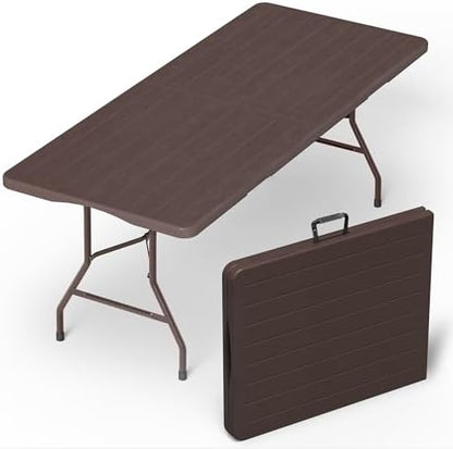 VSOAEIL 6 Foot Folding Table, 6 FT Foldable Plastic Table Heavy Duty HDPE