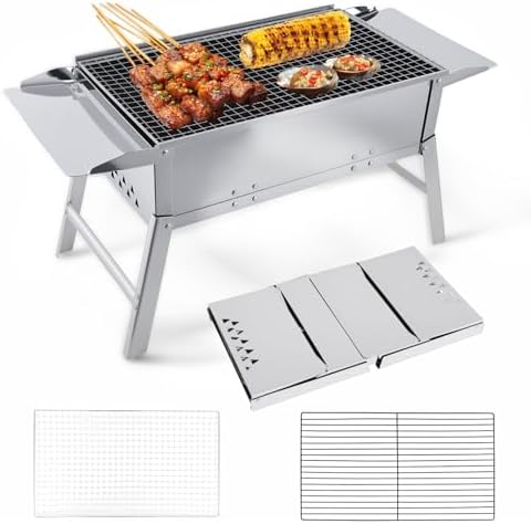 17.7x9.8 Inch Foldable Portable Charcoal Grill Travel Outdoor