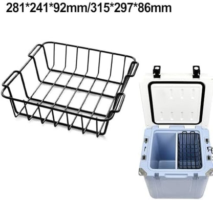 Multi-section Iron Basket Camping Storage Basket for Separating and Organizing Food and Drinks, Lightweight and Portable Design (315x297x86mm)
