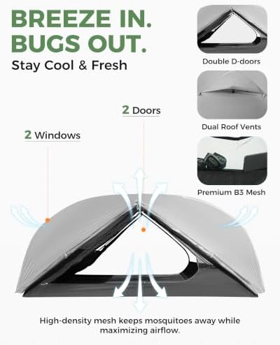 ATEPA Voyage 1-2 Backpacking Tent, Ultralight 20D SilNylon 4 Season Camping Tent, 4000mm Waterproof Freestanding Tent with Expandable Vestibule for Hiking, Bikepacking & Mountaineering