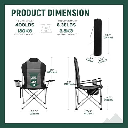OUTSIDER Portable Folding Lawn Chair with Rear Storage Pocket