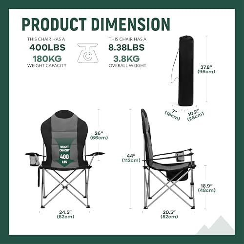 OUTSIDER High Back Camping Chair 2 Pack, 400lb Capacity