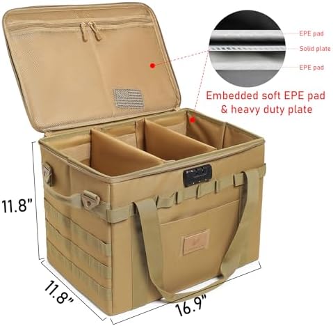 Tactical Camping Storage Bag Utility Tote Bag Camp Kitchen & Trunk Organizer with Combination Lock and Shoulder Strap