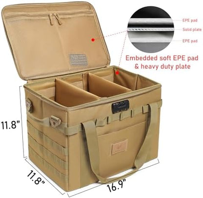 Tactical Camping Storage Bag Utility Tote Bag Camp Kitchen & Trunk Organizer with Combination Lock and Shoulder Strap