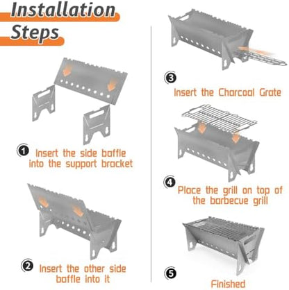 Portable charcoal Grill,Foldable Heavy Duty Camping,Non-Toxic