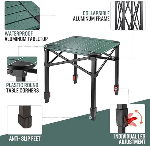 VILLEY Folding Camping Square Table, Portable Aluminum Table, Large