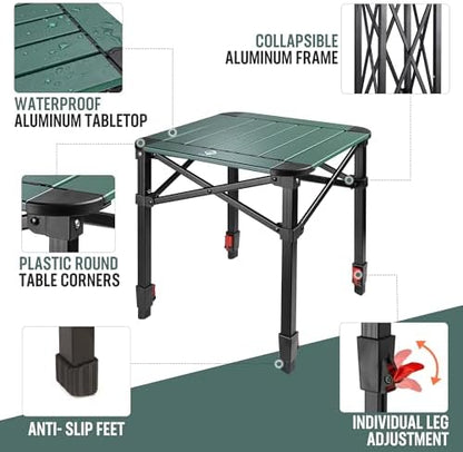 VILLEY Folding Camping Square Table, Portable Aluminum Table, Large