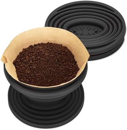 COLETTI Sierra Camping Pour Over Coffee Dripper — Collapsible Pour Over Coffee Dripper — Includes Pack of Paper Filters [Black, Pack of 2]