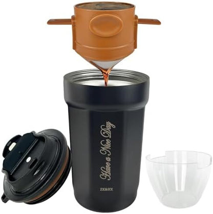 ZK&HX LIFE 13oz Camping Pour over Coffee Makers,Portable Pour Over Coffee Dripper,forTravel,Camping,Offices,Backpacking,Portable Tea Infuser for Loose Leaf Tea,Infuser Cup