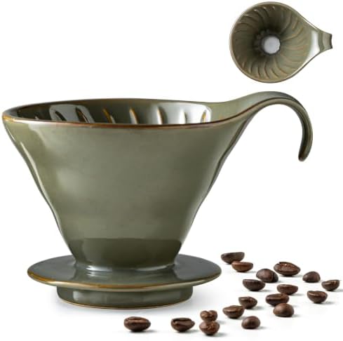 Gomakren Pour Over Coffee Maker Ceramic Coffee Dripper, Single-Hole Cone