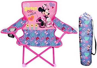 JAKKS Pacific Minnie Camp Chair for Kids, Portable Camping Fold N Go Chair with Carry Bag, Minnie - Bows