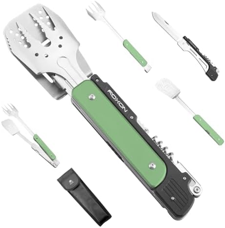 ROXON 6-in-1 Grill Tools Set, Metal Griddle Accessories Kit for Blackstone