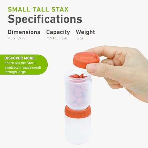 humangear STAX Stackable Containers, Small Tall, Clear/Orange