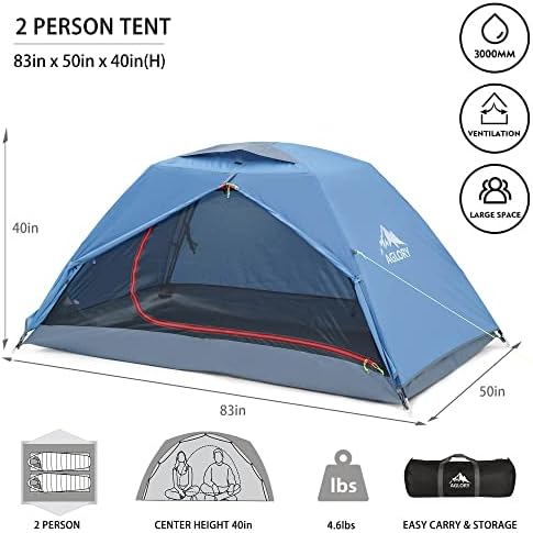 Camping Tent for 1-2 Person, Easy Setup Waterproof Tents for Family