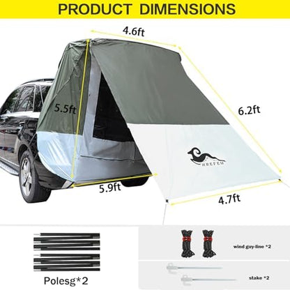 SUV Tailgate Tent with Awning, 2-Person Hatchback Tent for Camping