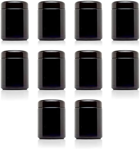 Infinity Jars 250 ml UV Glass Airtight Pantry Jar Set, 10 Pack, Black