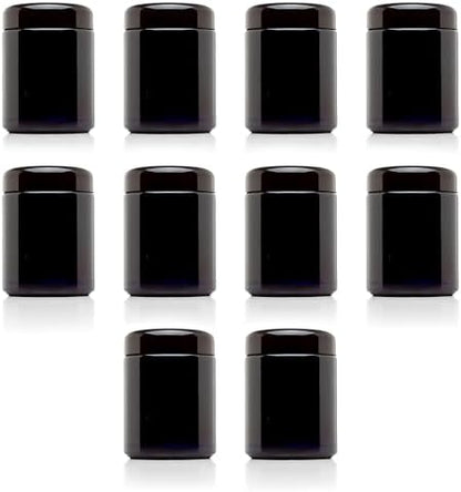 Infinity Jars 250 ml UV Glass Airtight Pantry Jar Set, 10 Pack, Black