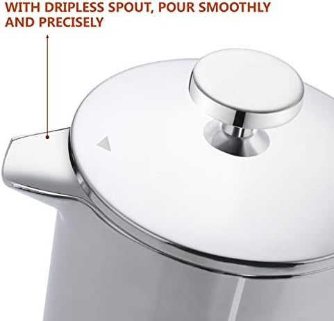 French Press Coffee Maker – 2 Cups Small Stainless Steel Coffee Maker Double Walled French Press 750ML/24OZ