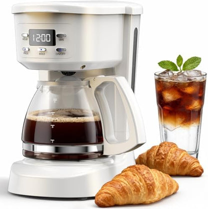 Coffee Maker, 5 Cup Programmable Drip Coffee Machine-White