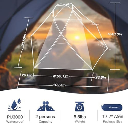 Forceatt Camping Tent 2 Person, Backpacking Tent Waterproof & Windproof, Ultralight Instant Tent with Rain Fly for Camping, Hiking, Outdoor