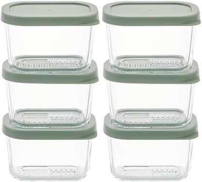 DURA LIVING Glass Food Storage Containers with Lids — 12 Piece — 10.5 oz Glass with BPA-Free Leak Resistant Stackable Lids — Microwave, Oven & Dishwasher Safe — Ideal for Meal Prep & More - Soft Sage