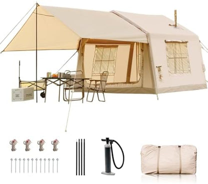 Inflatable Tents for Camping, Large Blow Up Tent with Hand Pump, Easy Setup InflatableTent 4 Season Tent, Waterproof Oxford Air Glamping Tents for Camping Adult 4/6/8/10/12 Person