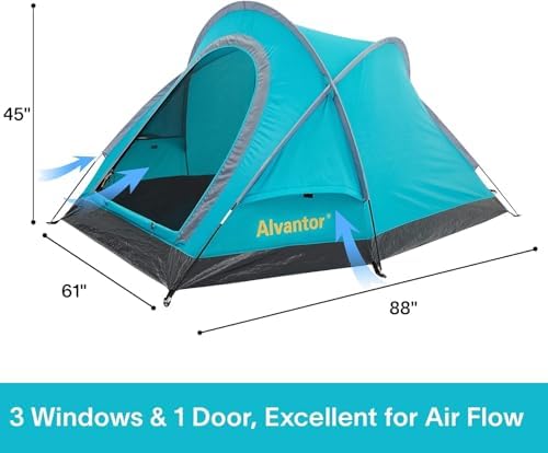 Alvantor® Beach Tent Beach Umbrella Outdoor Sun Shelter Cabana Automatic Instant Pop-Up UPF 50+ Portable Beach Shade Camping Fishing Hiking Canopy Easy Set Up Light Weight Windproof for 2-3 Person