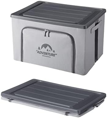 Trunk Organizer for Camping Gear, 68L Foldable Fabric Car Container with a Lid, 20 Gallon Storage Box for Picnic, Camp, SUV, Jeep, Gray